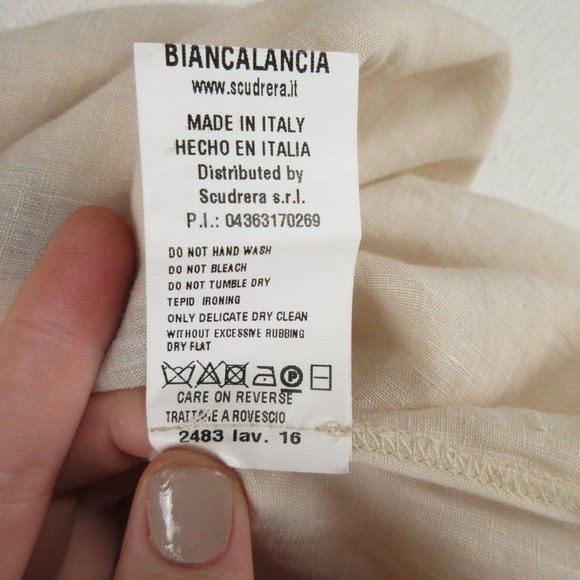 Biancalancia Cream Colorblock Linen Dress Size 44 Deconstructed Sleeveless - Picture 8 of 13